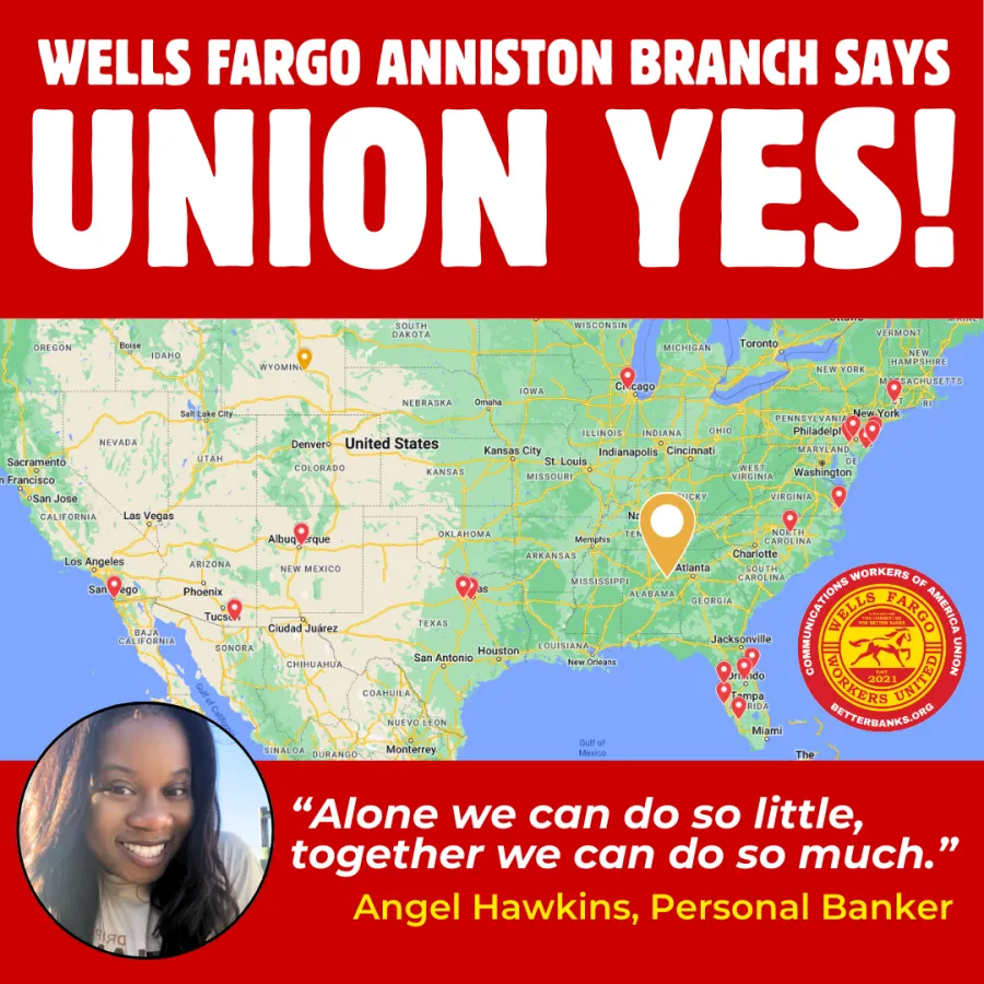 Anniston on the map, voting union yes!