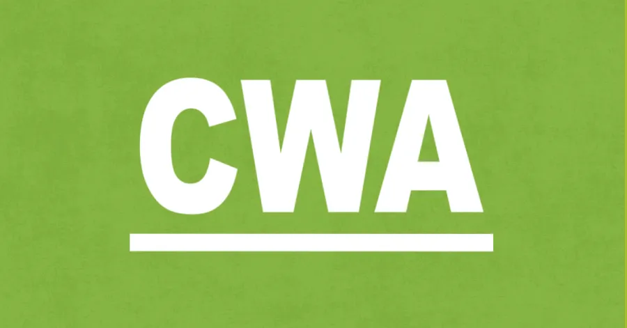 CWA logo, white text on green background