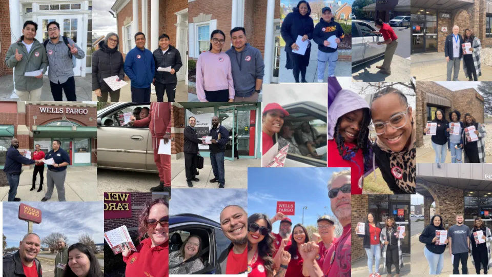 Wells Fargo Workers United members collage