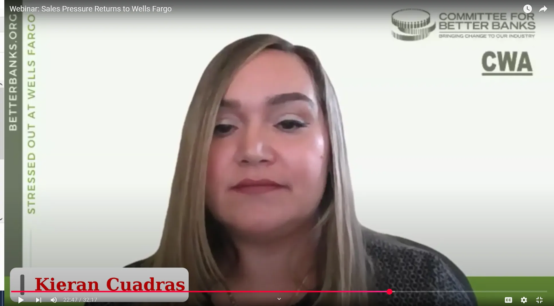 Wells Fargo Workers United Sales Pressure Webinar