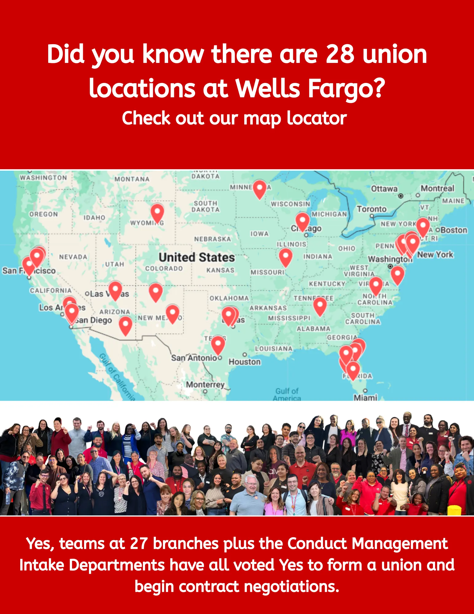 Wells Fargo Workers United Branch Map
