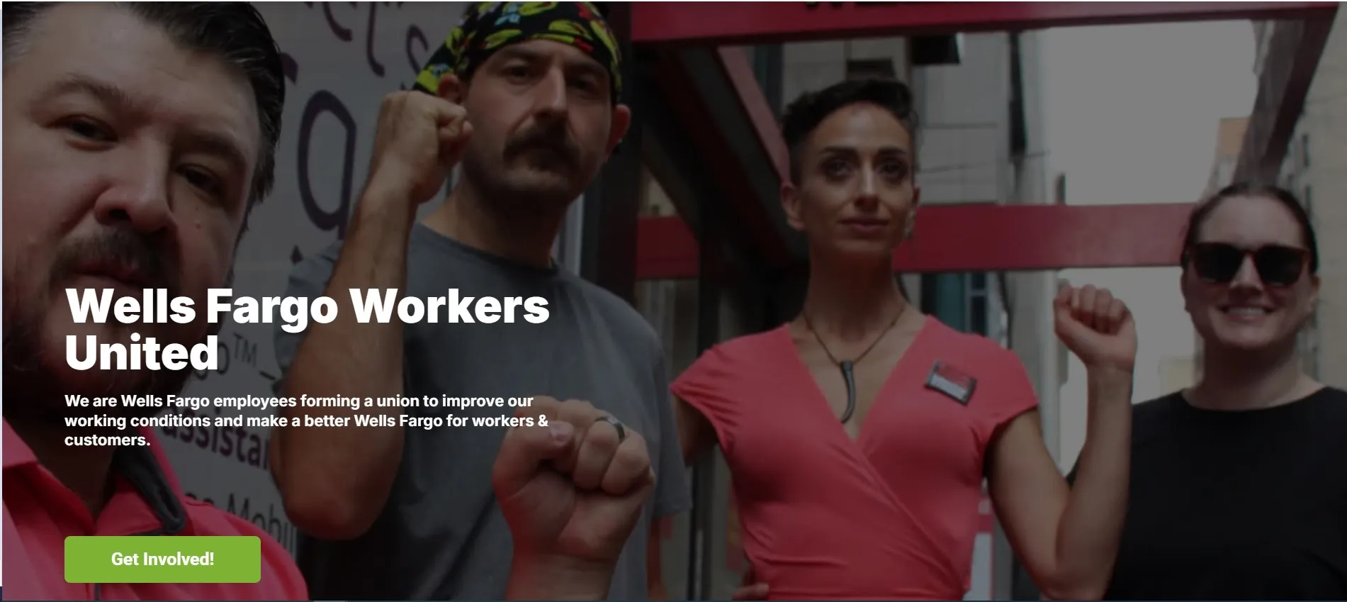 Wells Fargo Workers United website banner 